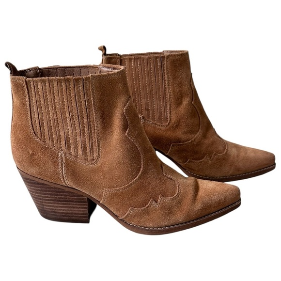 Sam Edelman western suede ankle booties – tan/camel, pointed toe, block heel, 8. - Picture 7 of 11
